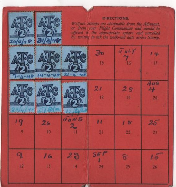 Air Training Corps Welfare Fund Card, interior